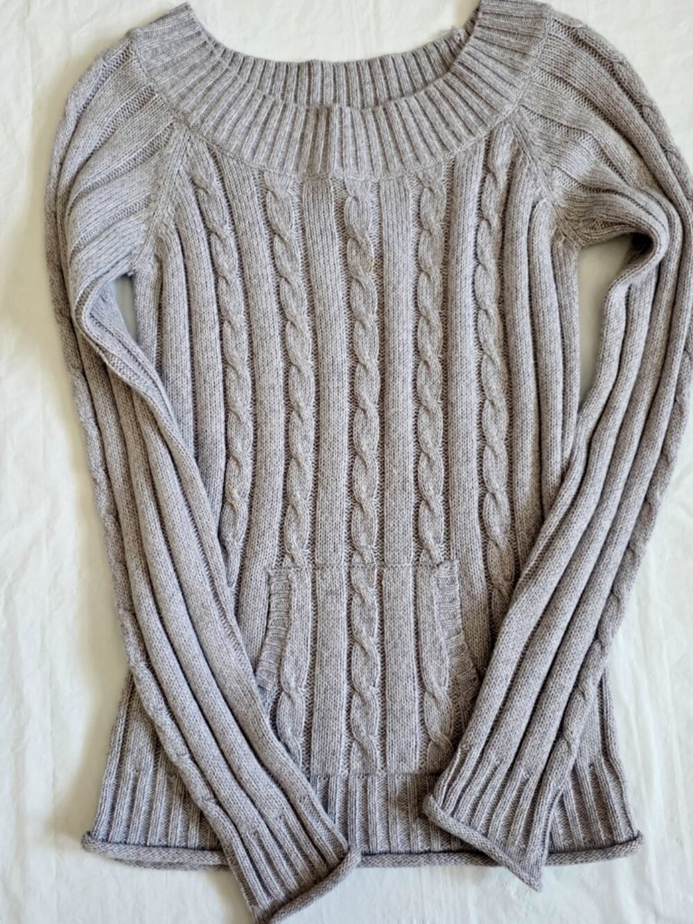 Women's Refuge Gray Cable-Knit Sweater, Large